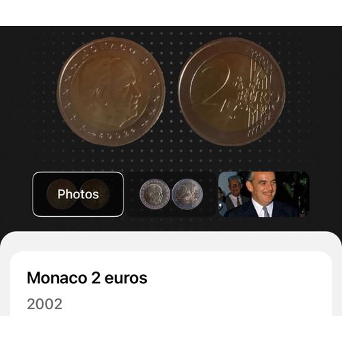 Pièces 2 Euros Monaco Prince Rainier