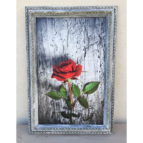 Cadre Tableau Elegante Impression D'une Rose Sur Plaque D'aluminium Art Déco
