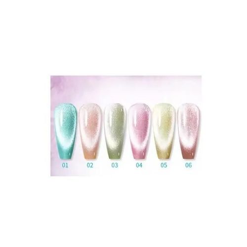 Born Pretty Set De 6 Pcs Gel Uv Pour Ongles Nude Rose Bleu Clair 7 Ml Paillettés Multicolore