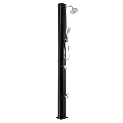 Douche solaire 216,5 cm 35 l avec pommeau de douche à rotation libre réglage de la température et de la pression noir Helloshop26 20_0006216