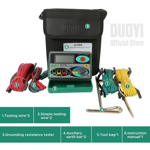 Testeur De Résistance Duoyi Dy4100 Real Digital Earth Tester Ground Resistance Instrument Megohmmeter 0-2000 Ohm Higher Accuracy