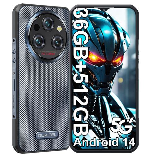 OUKITEL WP35 Pro 5G 36 Go + 512 Go / TF 2To Dimensity 6300 Smartphone Incassable 11000mAh/33W Android 14, 6.6" FHD 64MP NFC Gris