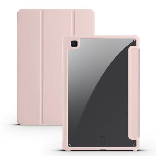 Coque Samsung Galaxy Tab S6 Lite - Rose Acrylique 3-Pliage Smart Cuir Rose