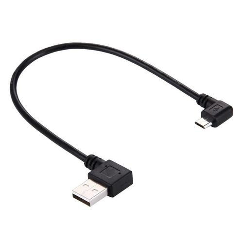 Câble de données USB 2.0 - Coude tournant gauche de 20 cm vers connecteur coudé micro USB