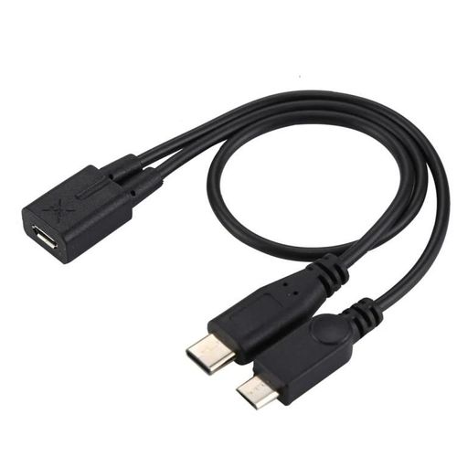 Câble adaptateur Micro USB vers USB-C en Y - 30cm pour Samsung, Huawei, Xiaomi