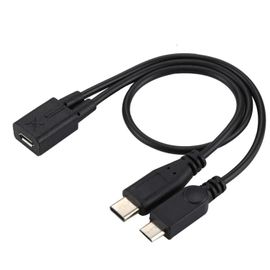 Câble adaptateur Micro USB vers USB-C en Y - 30cm pour Samsung, Huawei, Xiaomi