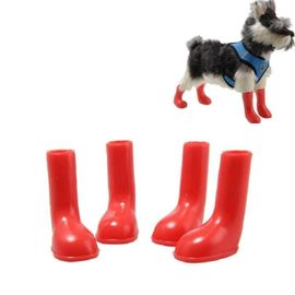 Bottes De Pluie Pour Animaux De Compagnie - Chaussures Pour Chien Imperméables Et Antidérapantes, 4 Pcs Ensemble, Rouge, Taille S Rouge, S
