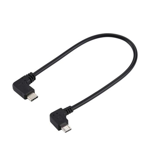 Câble adaptateur coudé USB-C vers micro USB - 25cm pour Samsung, Huawei, Xiaomi