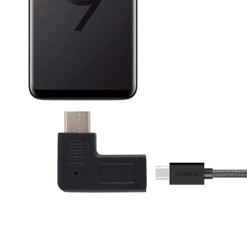 Convertisseur Adaptateur Coudé Micro Usb Vers Usb-C Pour Samsung, Huawei, Xiaomi