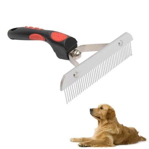 Peigne De Toilettage Big Dog - Râteau En Acier Inoxydable Avec Manche En Caoutchouc, 17x16cm