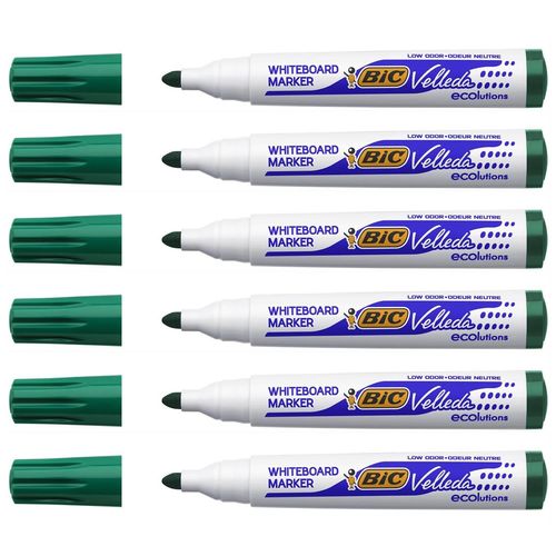 Velleda Lot De 6 Marqueurs Tableau Blanc Effa¿Able ¿ Sec 1701 Ecolutions Pointe Ogive Large Vert