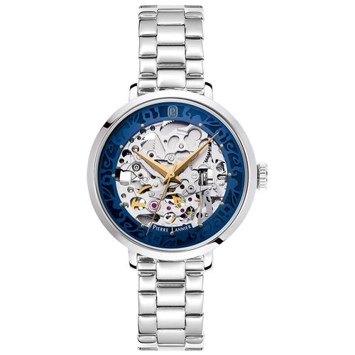 Montre Femme Automatic Argenté Cadran Bleu Bracelet Acier Argenté 14 Mm