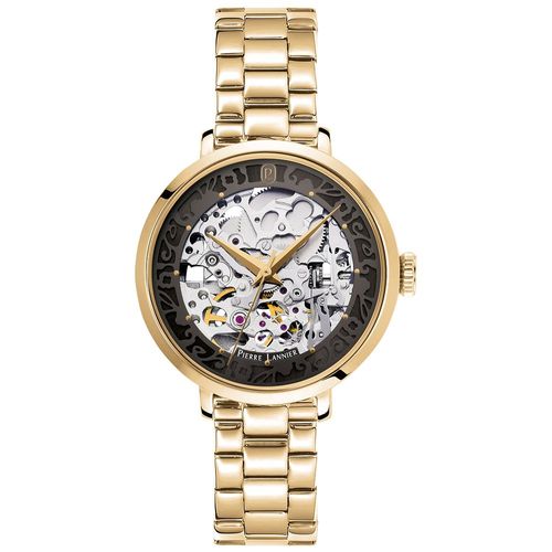 Montre Femme Automatic Doré Cadran Gris Bracelet Acier Doré 14 Mm