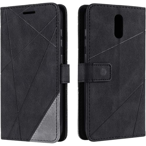 Coque Pour Nokia 2.3, Rabat Portefeuille De Protection Cuir Pu Etui, Slim Silicone Tpu Bumper Magnétique Housse, Flip Porte Cartes Avec Fonction Support Cover Antichoc Case Le Noir