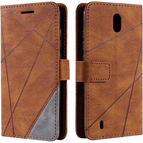 Coque Pour Nokia 1.3, Rabat Portefeuille De Protection Cuir Pu Etui, Slim Silicone Tpu Bumper Magnétique Housse, Flip Porte Cartes Avec Fonction Support Cover Antichoc Case Brun
