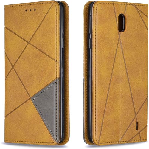 Coque Pour Nokia 1 Plus, Housse Portefeuille En Cuir Etui De Protection Avec Tpu Silicone Bumper Antichoc Magnétique Flip Case, Porte Cartes Avec Fonction Support Cover Pu Pochette Jaune