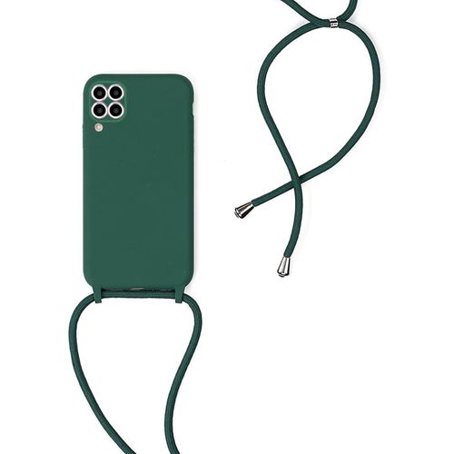 Coque Pour Samsung Galaxy A12 / M12, Cordon Collier Etui Housse De Protection En Silicone Avec Collier Telephone Portable Silicone Avec Cordon Stylée Coque Avec Réglable Cordon, Sombre Vert