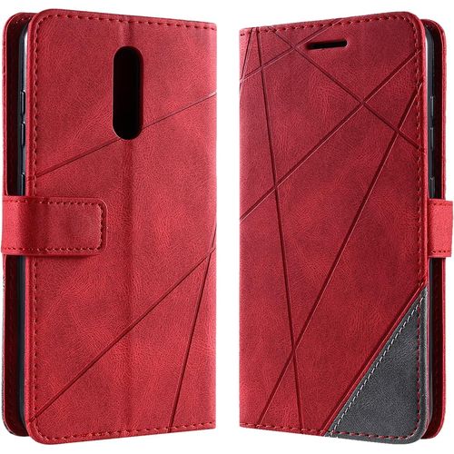 Coque Pour Nokia 3.2, Rabat Portefeuille De Protection Cuir Pu Etui, Slim Silicone Tpu Bumper Magnétique Housse, Flip Porte Cartes Avec Fonction Support Cover Antichoc Case Rouge