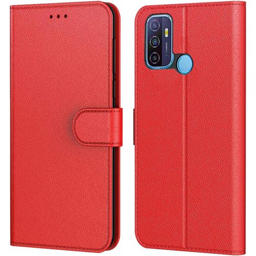 Coque Pour Oppo A53 / A53s 2020, Pochette Protection Etui Housse Premium En Cuir Pu,Fermeture Magnétique,Plusieurs Couleurs Disponibles Pour Oppo A53/A53s 6,5 Pouces , Book Rouge