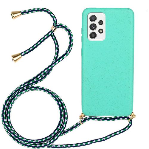 Coque Pour Samsung Galaxy A52 Avec Cordon, Housse Pour Samsung A52 5g Biodégradable Silicone Étui De Téléphone Portable Avec Cordon Ajustable Lanyard Case Verte