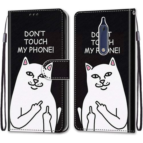 Coque Pour Nokia 5, Etui En Cuir Pu Portefeuille Housse Coque Avec 360 Degrés Silicone Antichoc Protection Cover Cuir Pochette Magnétique Und Flip Béquille Chat 5