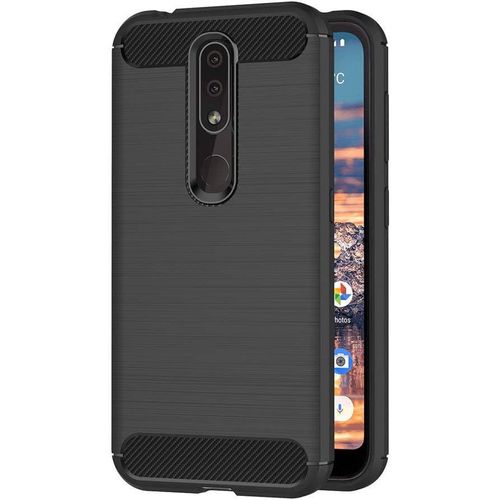 Coque Pour Nokia 4.2 5,71 Pouces Tpu Silicone Souple Resistant Housse Fibre De Carbone Etui Case Noir