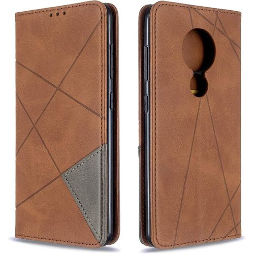 Coque Pour Nokia 6.2 / Nokia 7.2, Housse Portefeuille En Cuir Etui Avec Slim Tpu Silicone Bumper Antichoc Magnétique Flip Case, Porte Cartes Avec Fonction Support Cover Pu Pochette Brun