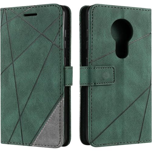 Coque Pour Nokia 7.2 / Nokia 6.2, Rabat Portefeuille De Protection Cuir Pu Etui, Slim Silicone Tpu Bumper Magnétique Housse, Flip Porte Cartes Avec Fonction Support Cover Antichoc Case Vert