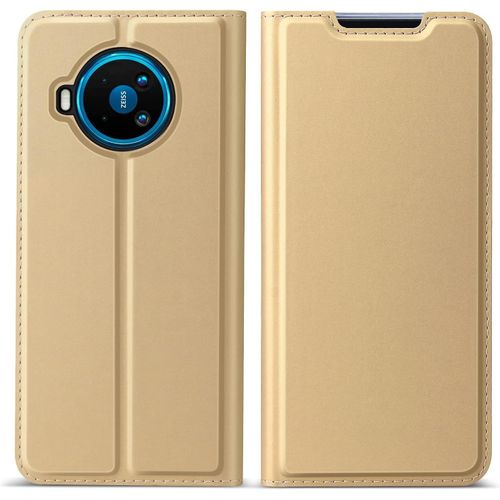 Coque Pour Nokia 8.3, Étui À Rabat Pour Nokia 8.3, Antichoc Magnétique Housse En Pu Cover Étui Avec Slots De Carte, Or
