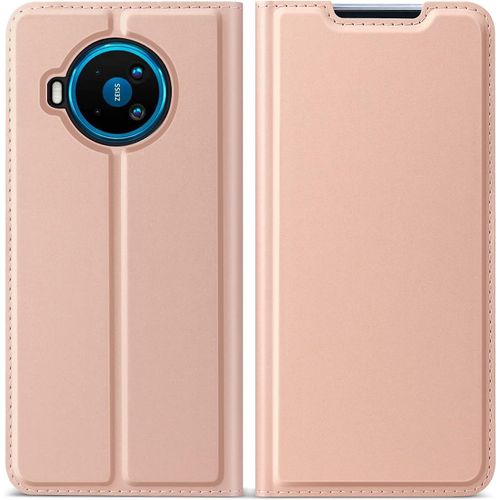 Coque Pour Nokia 8.3, Étui À Rabat Pour Nokia 8.3, Antichoc Magnétique Housse En Pu Cover Étui Avec Slots De Carte, Or Rose