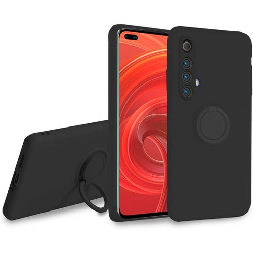 Coque Pour Oppo Realme X50 - Svelte Sensation Douce Béquille À Anneau Rotatif Silicone Tpu Protection Antichoc Housse De Protection Realme X50, Noir