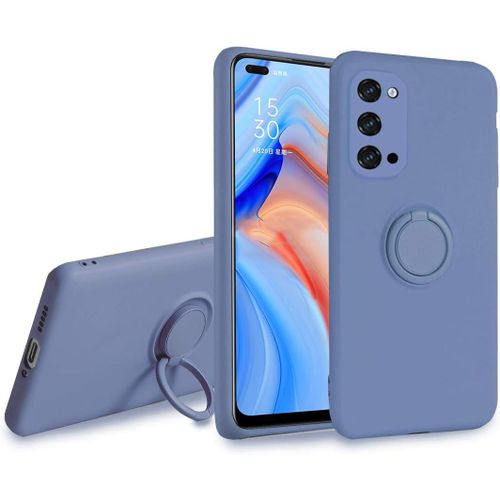 Coque Pour Oppo Reno 4 - Svelte Sensation Douce Béquille À Anneau Rotatif Silicone Tpu Protection Antichoc Housse De Protection Reno 4, Bleu