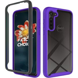 Coque Pour Motorola Moto G8 Power,Antichoc Tpu Housse Coque,L¿ G¿¿Re Avec Bords Silicone,Full Body Protection Robuste Etui Transparent Case Anti-Rayures Anti Chocs Violet