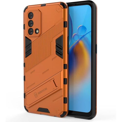Coque Pour Oppo A74 4g, Double Couche Renforcée Défense Tpu Silicone Antichoc Armure Protection Housse, Étui Avec Invisible Bracket Et Support Pour Oppo A74 4g - Orange