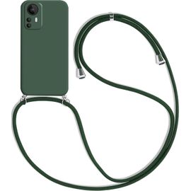 Coque Pour Xiaomi 12 / 12x, Cordon Collier Etui Housse De Protection En Silicone Avec Collier Telephone Portable Silicone Avec Cordon Stylée Coque Avec Réglable Cordon, Sombre Vert