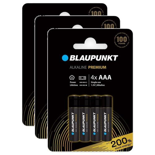 BLAUPUNKT Lot de 3 paquets de 4 piles AAA alcalines PREMIUM