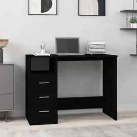 Bureau Avec Tiroirs Noir 102x50x76 Cm Bois D'ingénierie
