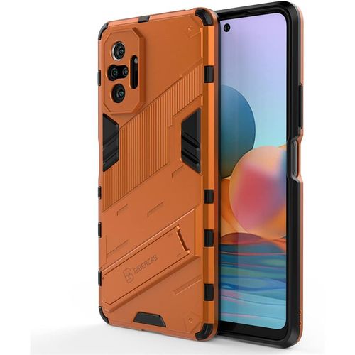 Coque Pour Xiaomi Redmi Note 10 Pro Max, Militaire Double Armor Renforcée Anti-Scratch Pc Arrière + Anti-Choc Cover Bumper Tpu Avec Support Invisible, Des Oranges