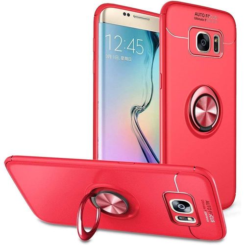 Coque Samsung Galaxy S7 Edge Souple Silicone,Etui Giratoire 360 Degrés Support Bague Mince Tpu Silicone Gel Couverture Travailler Avec Magnetic Car Mount ,Pour Samsung Galaxy S7 Edge Rouge