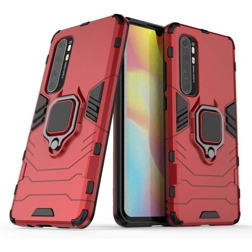 Étui Pour Xiaomi Mi Note 10 Lite Coque Antichoc Plastique + Silicone Tpu, Anti Choc, Station Debout + Support Magnétique Rouge