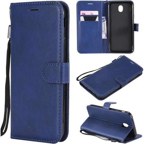 Étui Portefeuille À Rabat Pour Samsung Galaxy J7 2017/J730,Coque Premium En Cuir Housse Avec Porte-Carte, Rétro Style Livre Support Couverture Avec Fermeture Magnétique Dragonne-Bleu