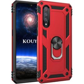 Coque Xiaomi Mi 9,Double Couche Renforcée Défense Bumper Tpu Silicone Antichoc Armure Housse Etui Avec Anneau Support Pour Xiaomi Mi 9 Rouge
