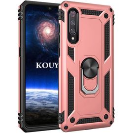 Coque Xiaomi Mi 9,Double Couche Renforcée Défense Bumper Tpu Silicone Antichoc Armure Housse Etui Avec Anneau Support Pour Xiaomi Mi 9 Or Rose