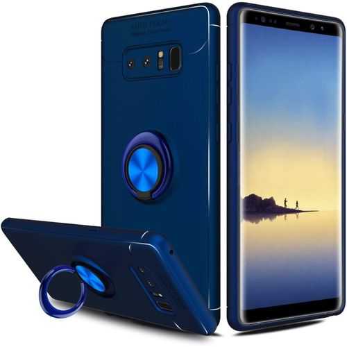 Coque Samsung Galaxy Note 8 Souple Silicone,Etui Giratoire 360 Degrés Support Bague Mince Tpu Silicone Gel Couverture Travailler Avec Magnetic Car Mount ,Pour Samsung Galaxy Note 8 Bleu