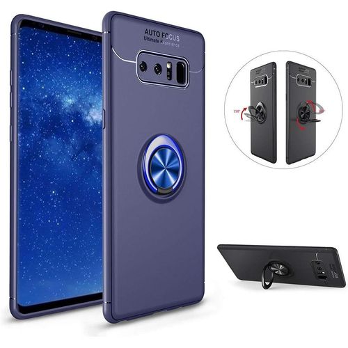 Coque Samsung Galaxy Note 8 Anneau Doigt De Maintien Bague Support Bequille Souple Silicone Anti-Choc Magnétique Arriere Moto Voiture Etui Housse Couverture Avec Invisible Kickstand-Bleu Bleu