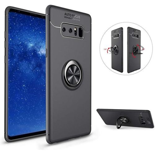 Coque Samsung Galaxy Note 8 Anneau Doigt De Maintien Bague Support Bequille Souple Silicone Anti-Choc Magnétique Arriere Moto Voiture Etui Housse Couverture Avec Invisible Kickstand-Noir Noir