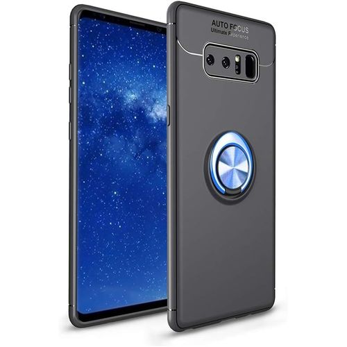 Coque Samsung Galaxy Note 8 Souple Silicone,Etui Giratoire 360 Degrés Support Bague Mince Tpu Silicone Gel Couverture Travailler Avec Magnetic Car Mount ,Pour Galaxy Note 8 Bleu Bague&noir