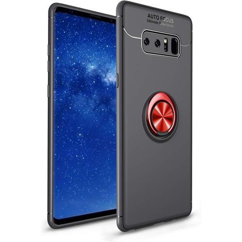Coque Samsung Galaxy Note 8 Souple Silicone,Etui Giratoire 360 Degrés Support Bague Mince Tpu Silicone Gel Couverture Travailler Avec Magnetic Car Mount ,Pour Galaxy Note 8 Rouge Bague&noir