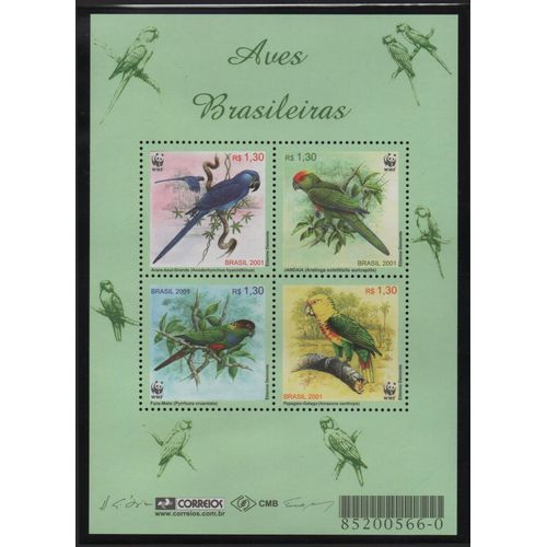 Brésil Timbres Les Oiseaux 2001