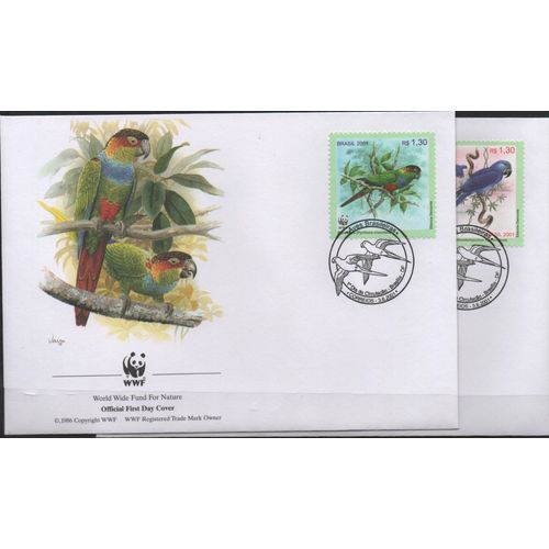 Brésil Timbres Animaux : Les Oiseaux 4 Fdc Wwf